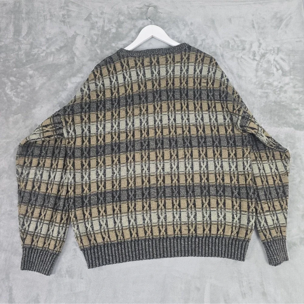 Taylor and Henry VTG Men's 3D Knit Textured Sweater L Brown Grandpacore Cosby